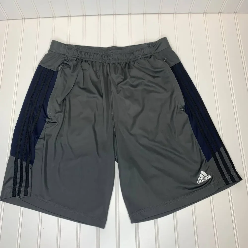 Adidas 3 Stripe Shorts Primegreen Pockets Drawstring Waist Sz Large